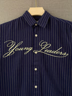 Signature Stripe Boxy Fit Shirt - Navy