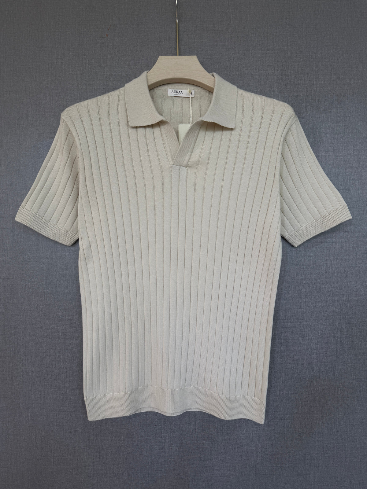 Ribbed Polo - Cream