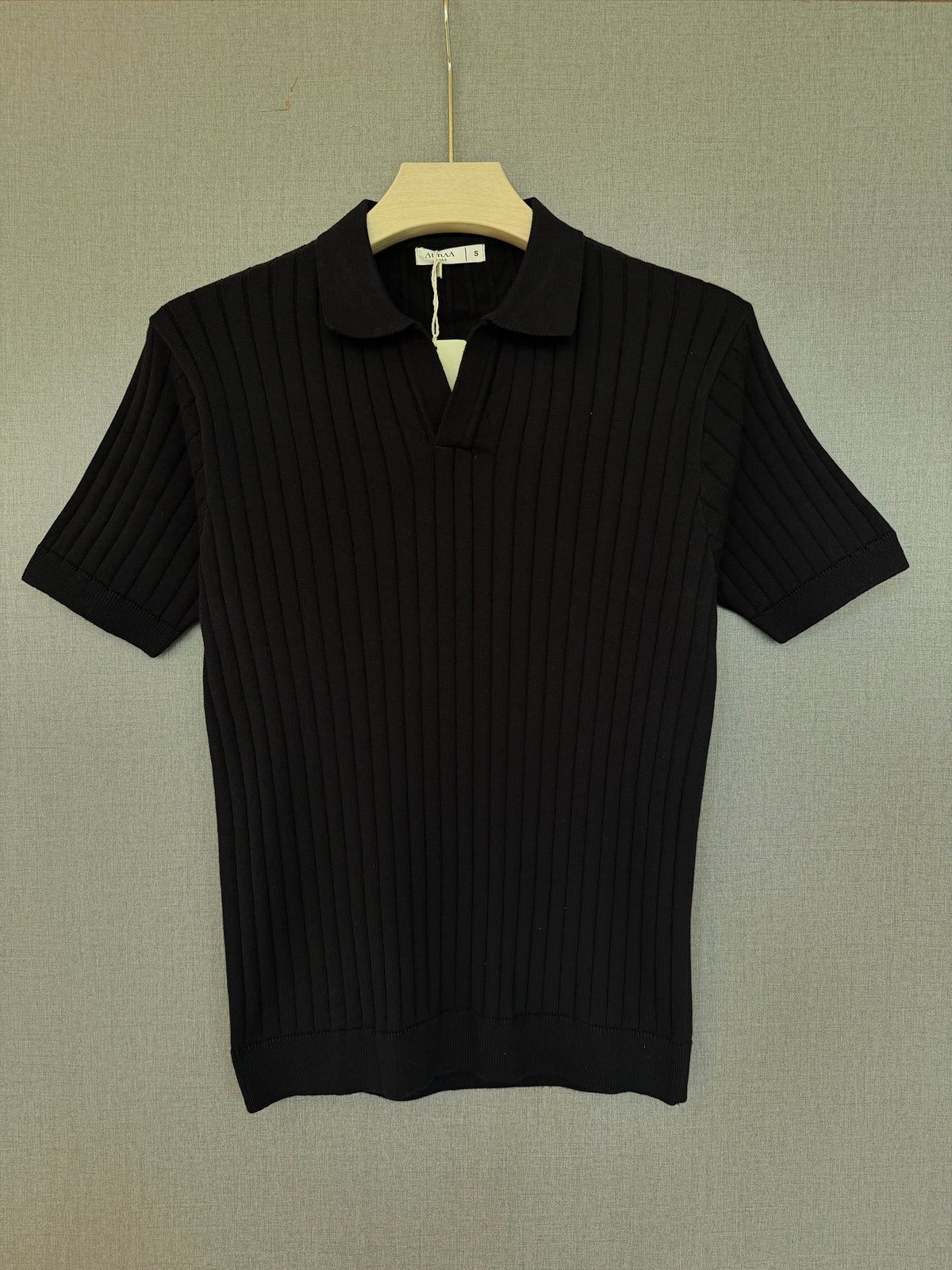Ribbed Polo - Black