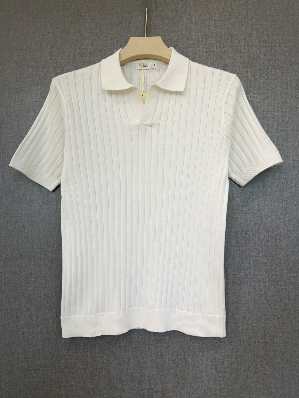 Ribbed Polo - White