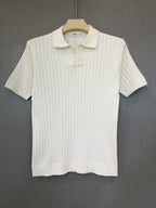 Ribbed Polo - White