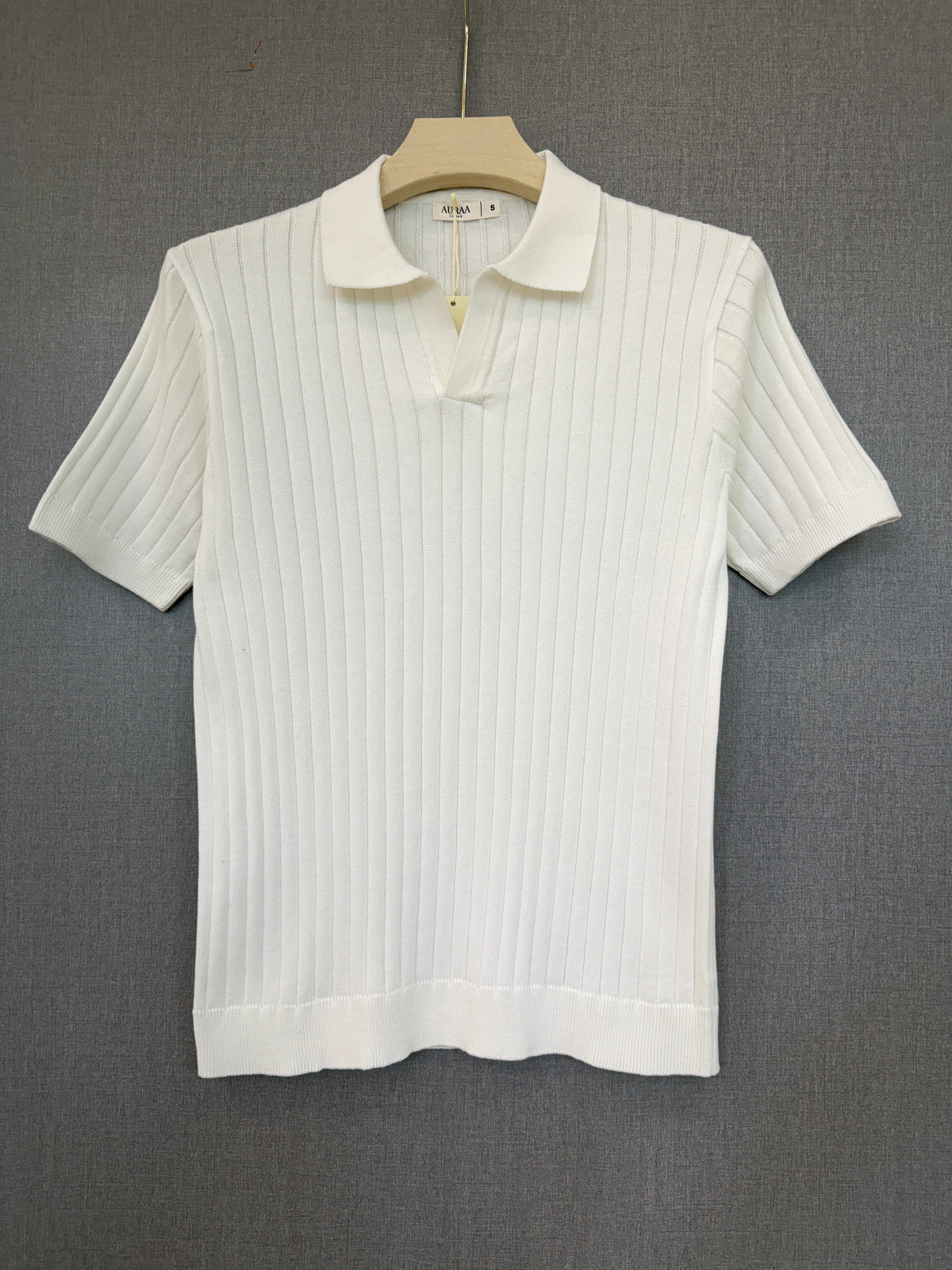 Ribbed Polo - White