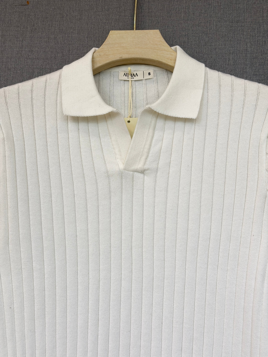 Ribbed Polo - White