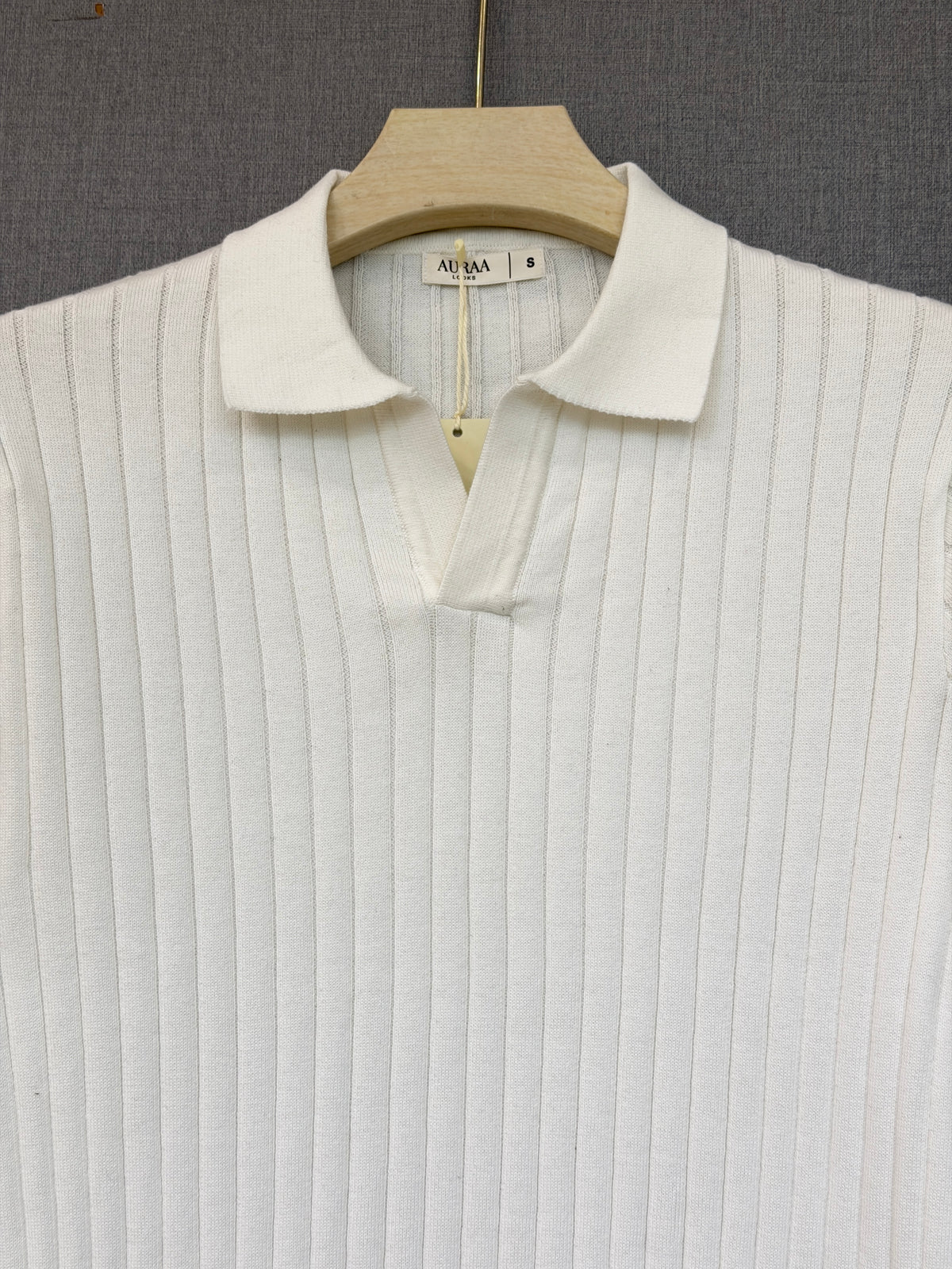 Ribbed Polo - White