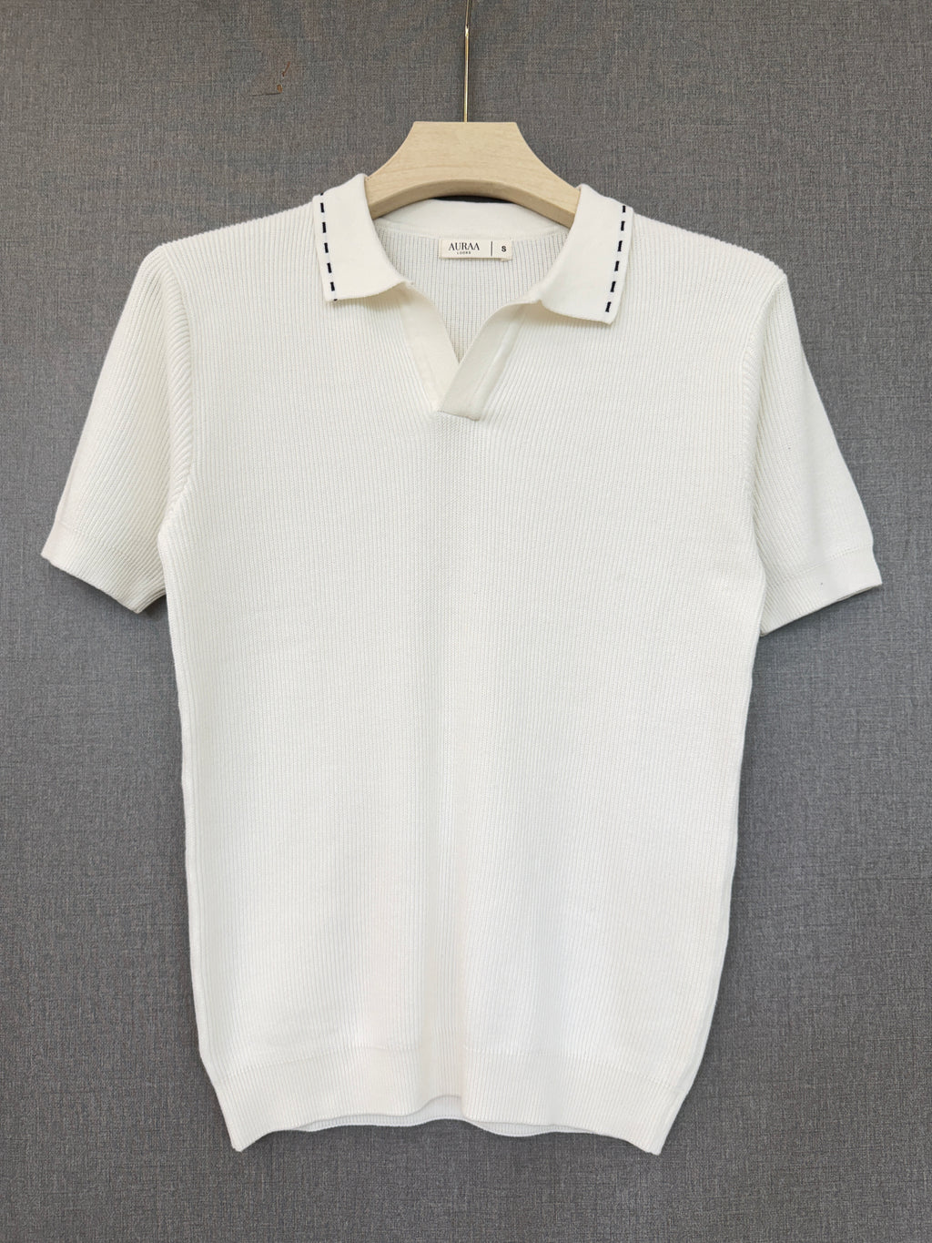 Ribbed Polo T Shirt - White