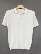 Ribbed Polo T Shirt - White