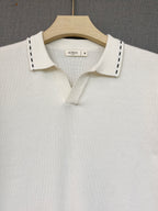 Ribbed Polo T Shirt - White