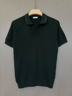 Ribbed Polo T Shirt - Forest Green