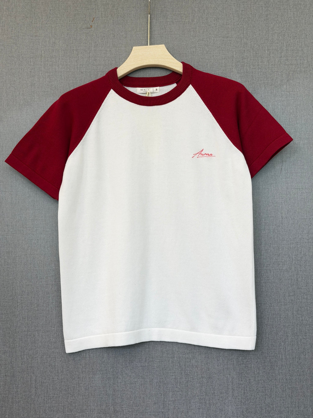 Classic Raglan Tee - Maroon & White
