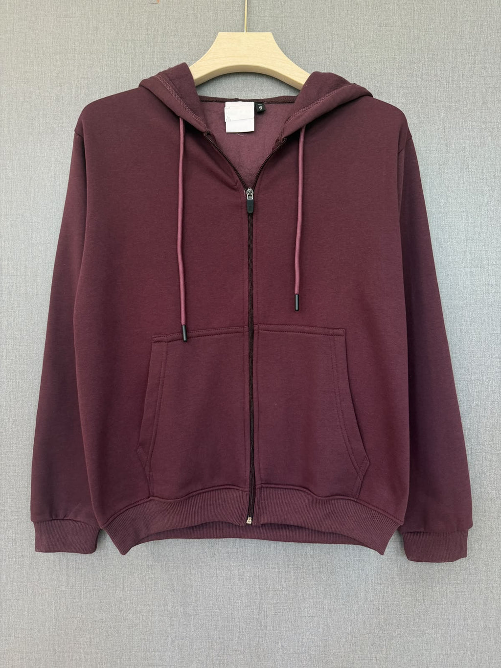 Oversized Zip Up Hoodie - Burgundy