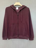Oversized Zip Up Hoodie - Burgundy