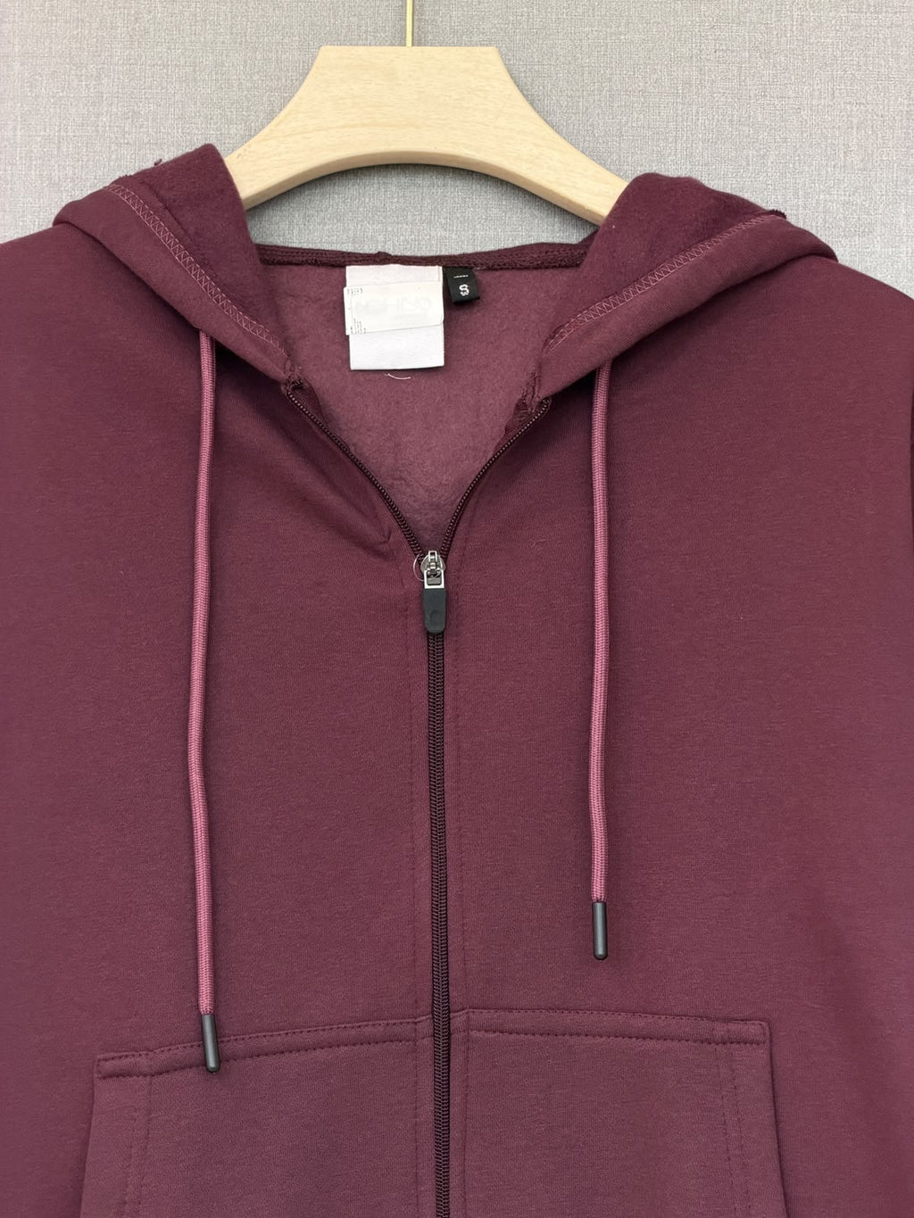 Oversized Zip Up Hoodie - Burgundy
