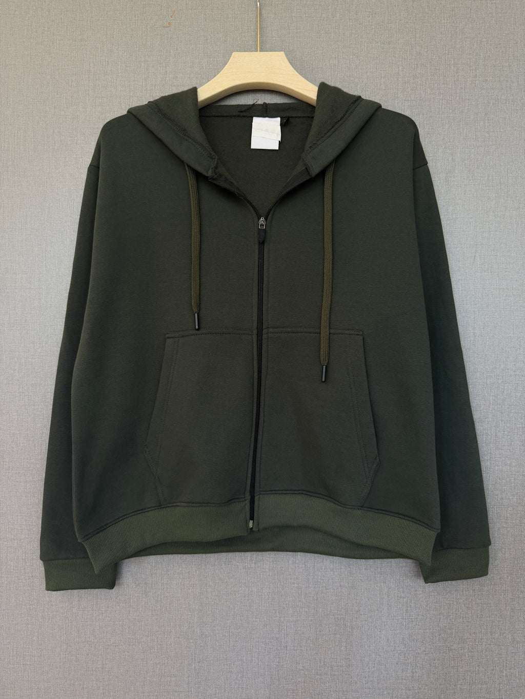 Oversized Zip Up Hoodie - Olive Green