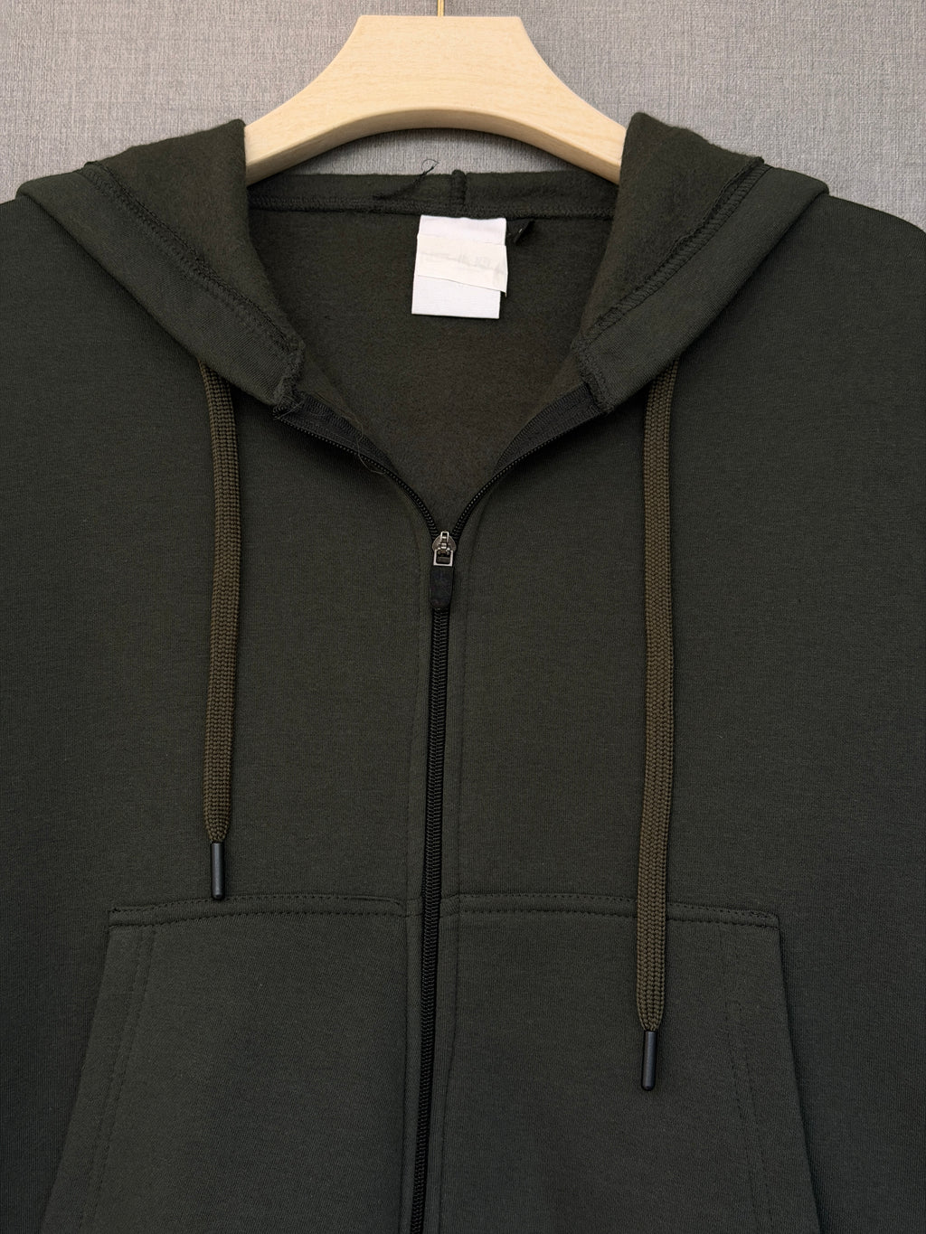 Oversized Zip Up Hoodie - Olive Green