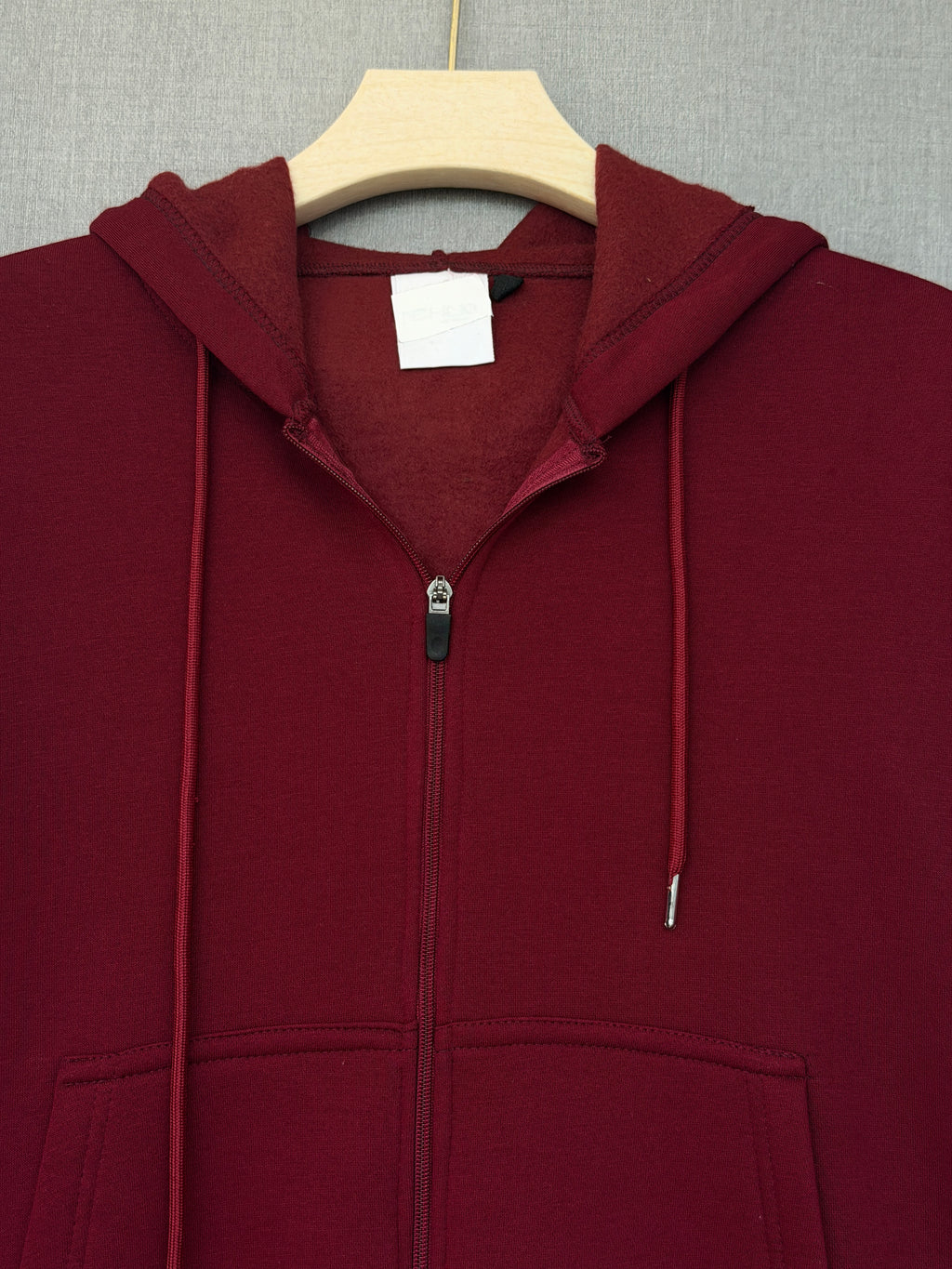 Oversized Zip Up Hoodie - Wine Red