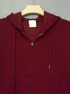 Oversized Zip Up Hoodie - Wine Red