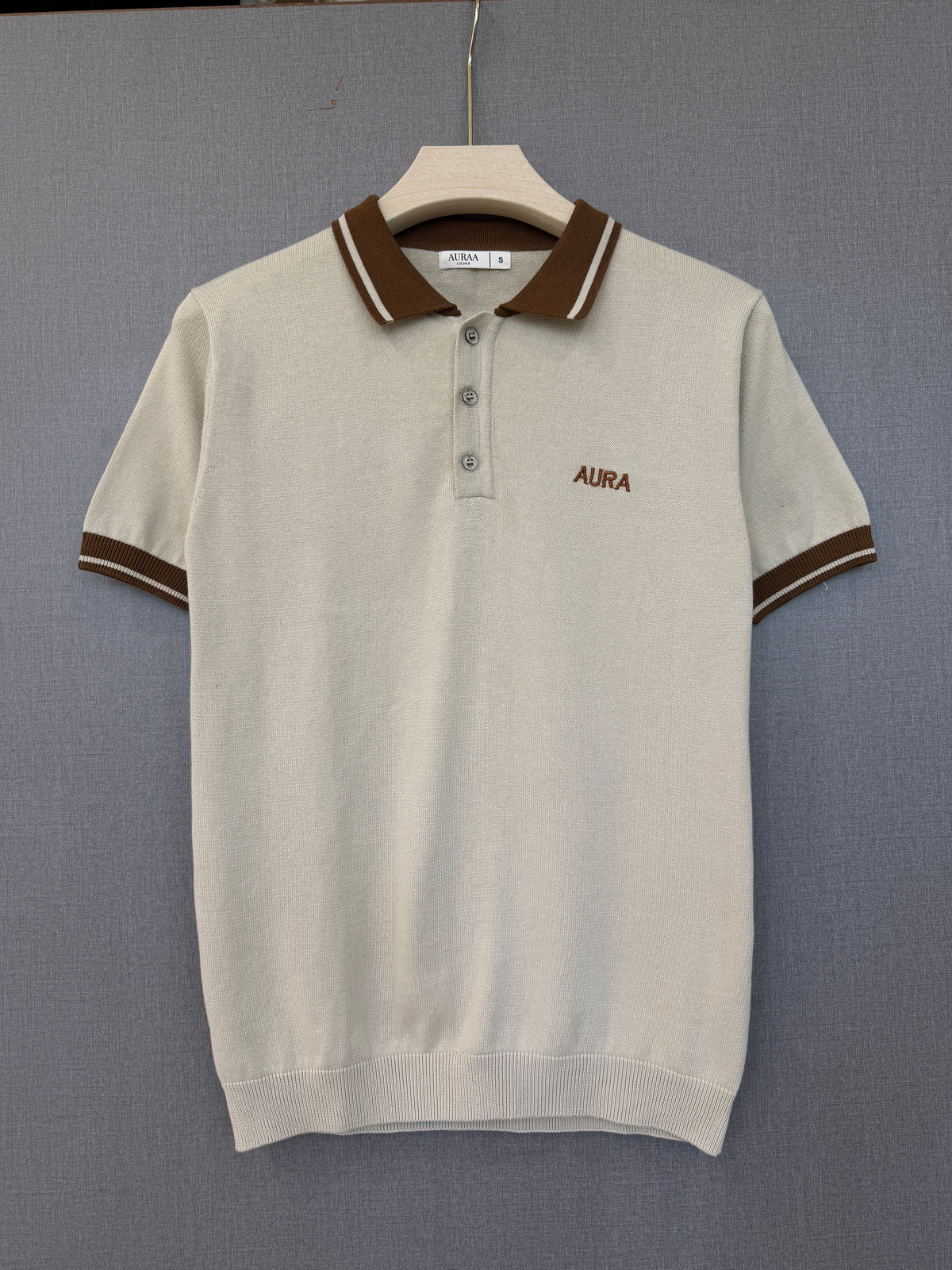 Textured Polo T Shirt - Beige