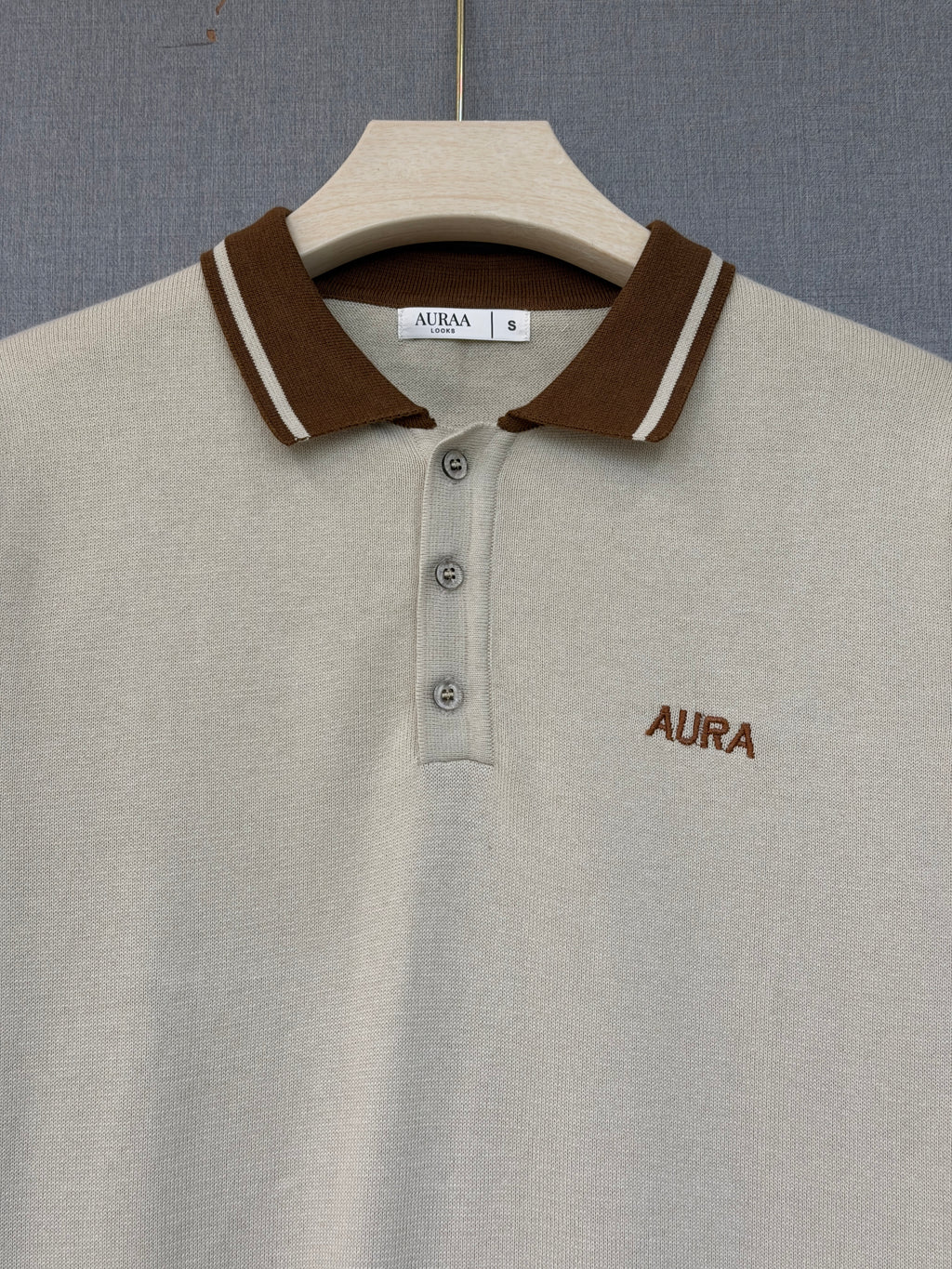 Textured Polo T Shirt - Beige