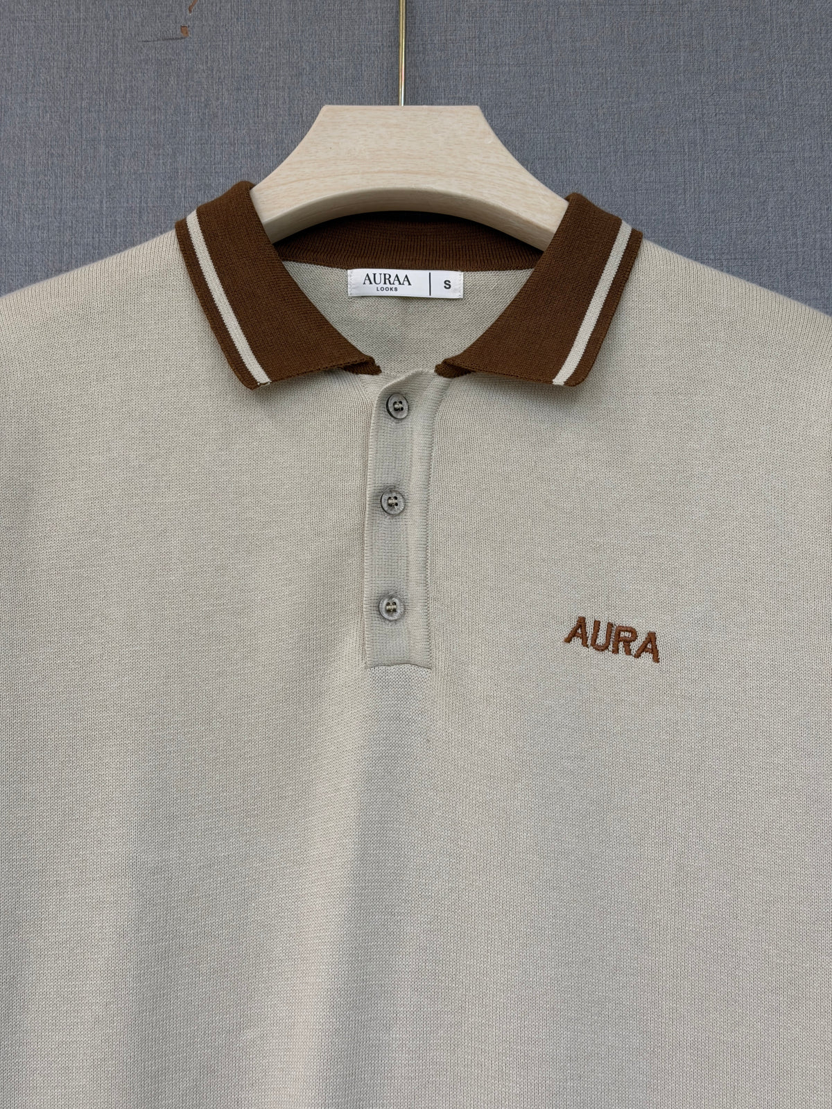 Textured Polo T Shirt - Beige