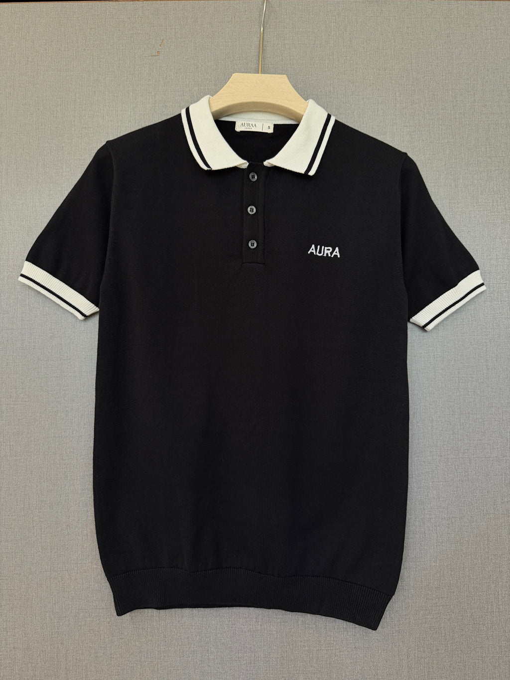 Textured Polo T Shirt - Black