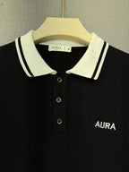 Textured Polo T Shirt - Black