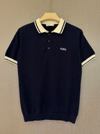 Textured Polo T Shirt - Navy Blue