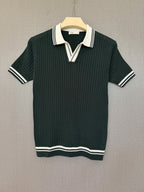 Ribbed Polo T-Shirt - Forest Green
