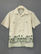 Coastal Haven Printed Linen Shirt - Ivory