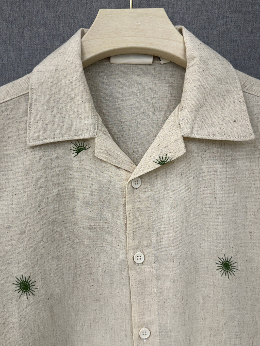 Coastal Haven Printed Linen Shirt - Ivory