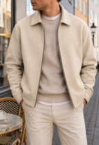 Suede Zip Jacket - Beige