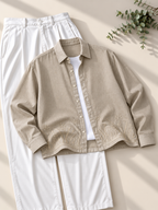 Botanical Embroidered Boxy Fit Shirt - Beige