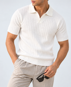 Ribbed Polo - White