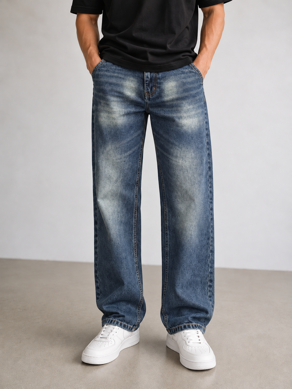 Classic Straight Fit Jeans - Washed Blue