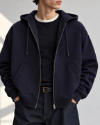 Oversized Zip Up Hoodie - Navy Blue