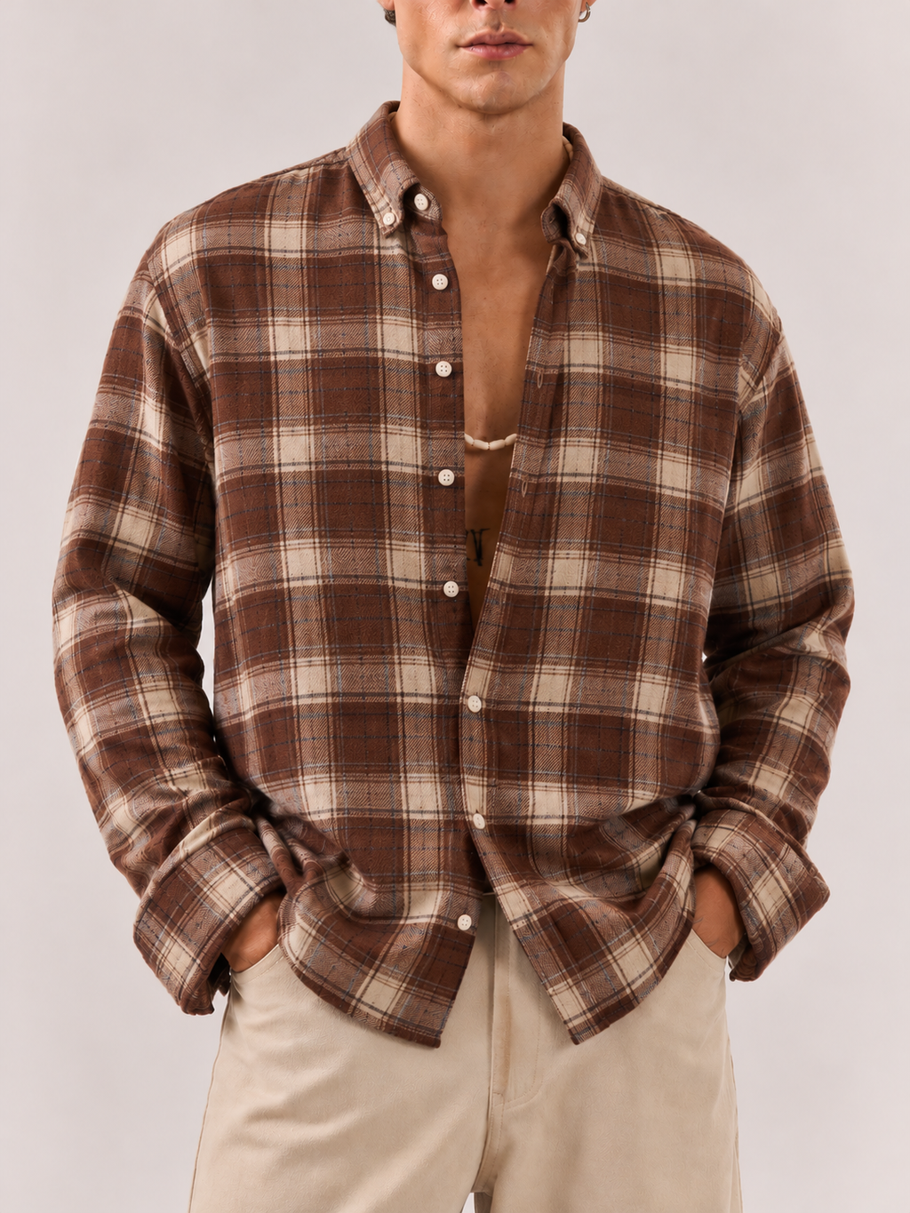 Flannel Shirt - Brown Beige