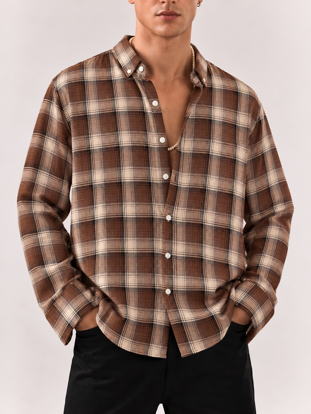 Flannel Shirt - Brown Beige