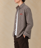 Boxy Fit Checkered Shirt - Dark Brown & White