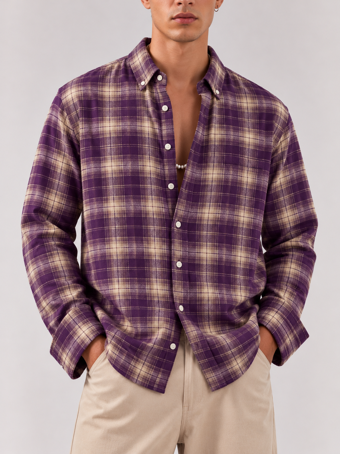 Flannel Shirt - Purple Beige