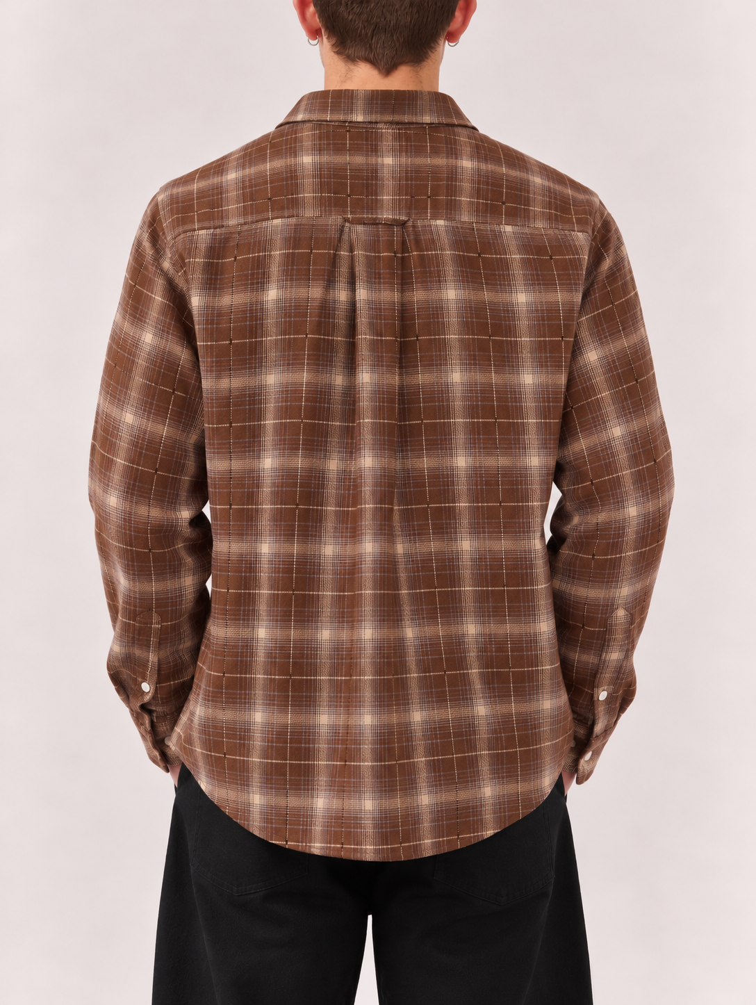 Checked Flannel Shirt - Brown Beige