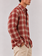 Checked Flannel Shirt - Rust Red