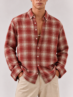 Checked Flannel Shirt - Rust Red