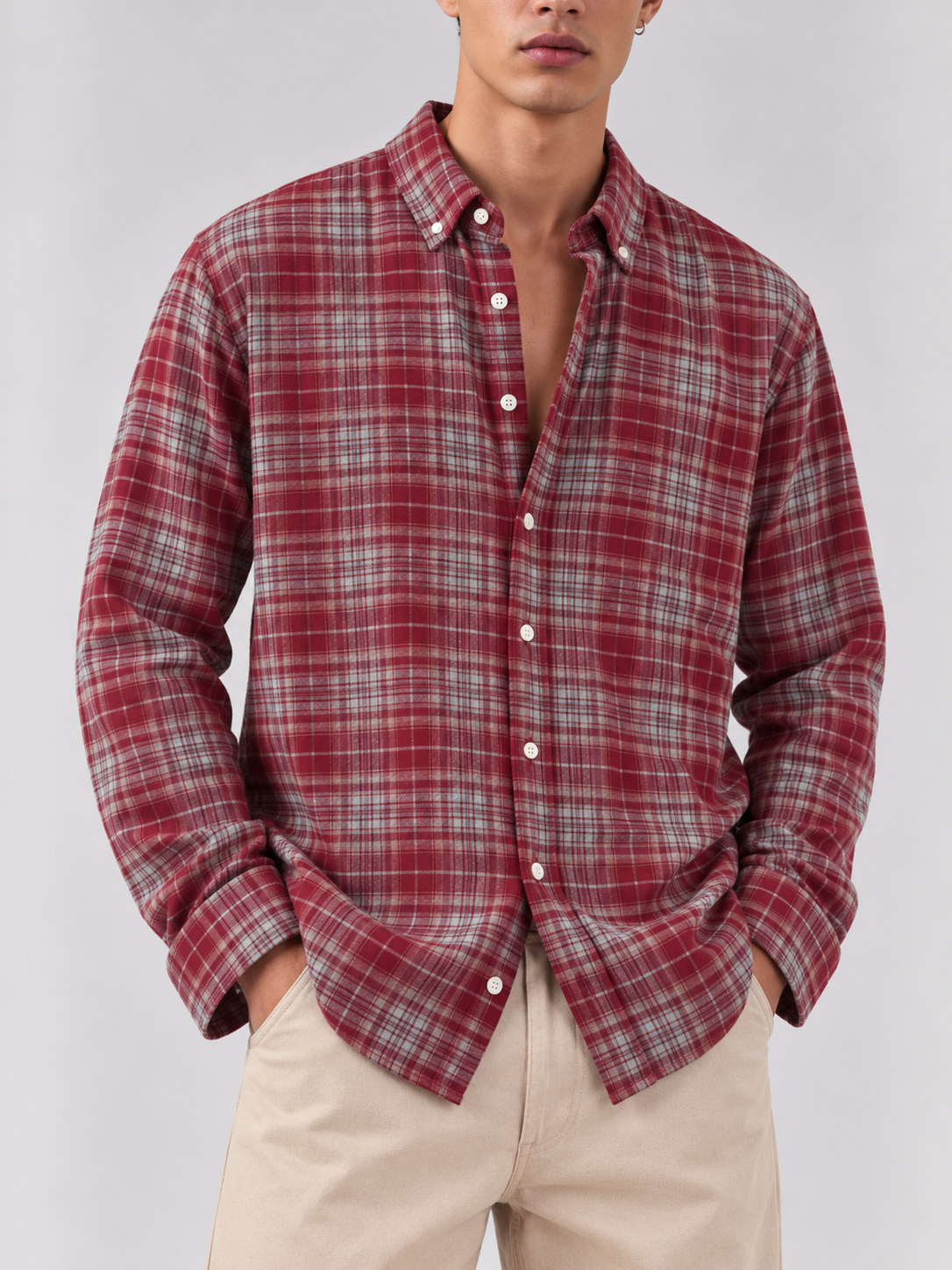Flannel Shirt - Red Grey