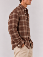Checked Flannel Shirt - Brown Beige