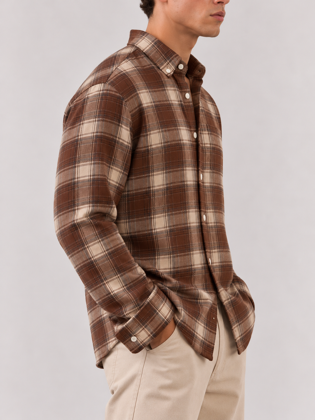Flannel Shirt - Brown Beige