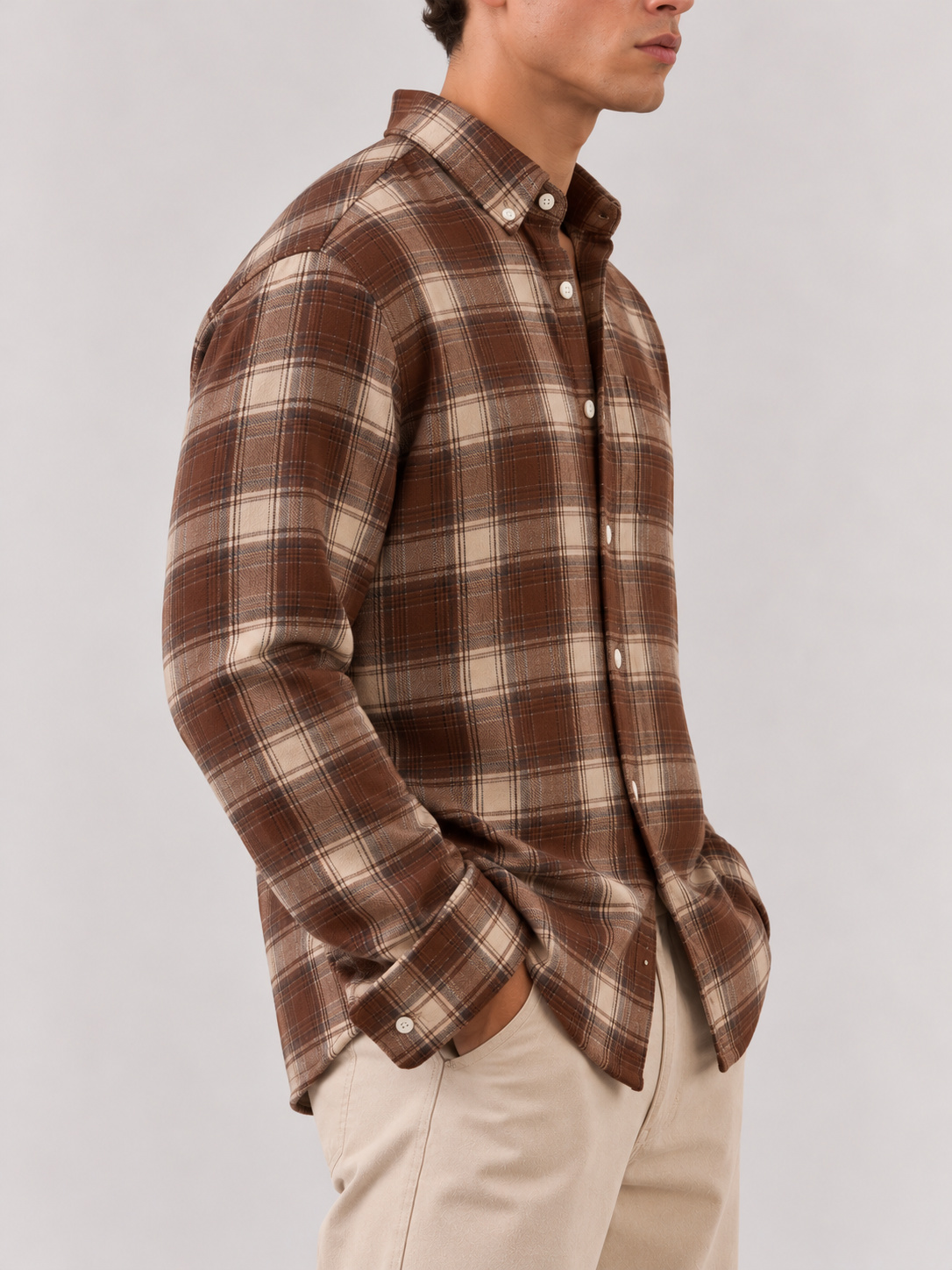 Flannel Shirt - Brown Beige