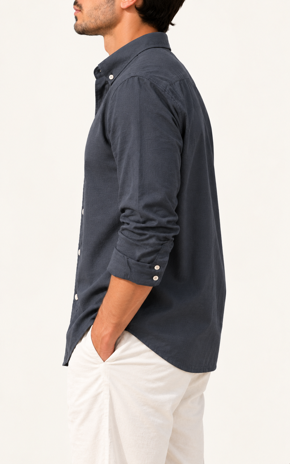 Daisy Embroidered Shirt - Charcoal Grey