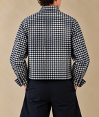 Boxy Fit Checkered Shirt - Navy Blue & White