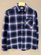 Born to Fade Plaid Flannel Shirt - Navy Purple