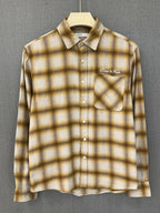 Born to Fade Plaid Flannel Shirt - Mustard Beige