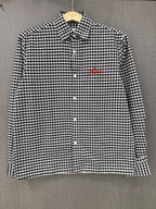 Boxy Fit Checkered Shirt - Navy Blue & White